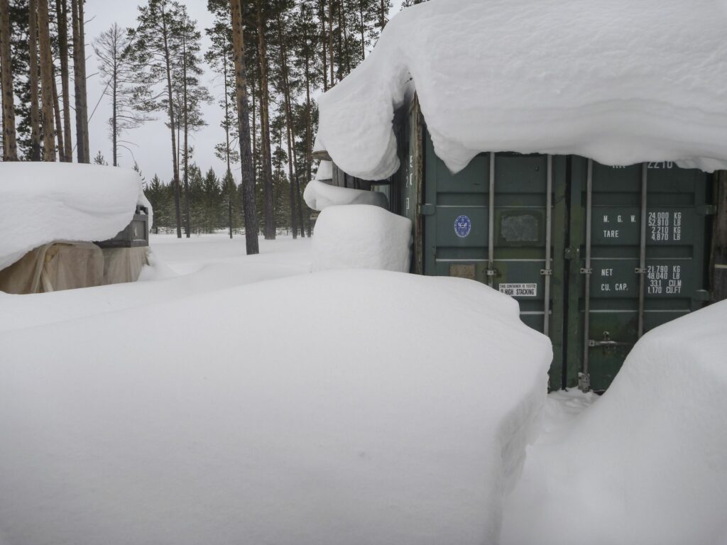 snow covered container