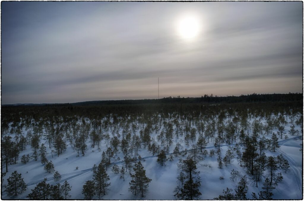 Zotto tower from far in beautiful winter atmosphere