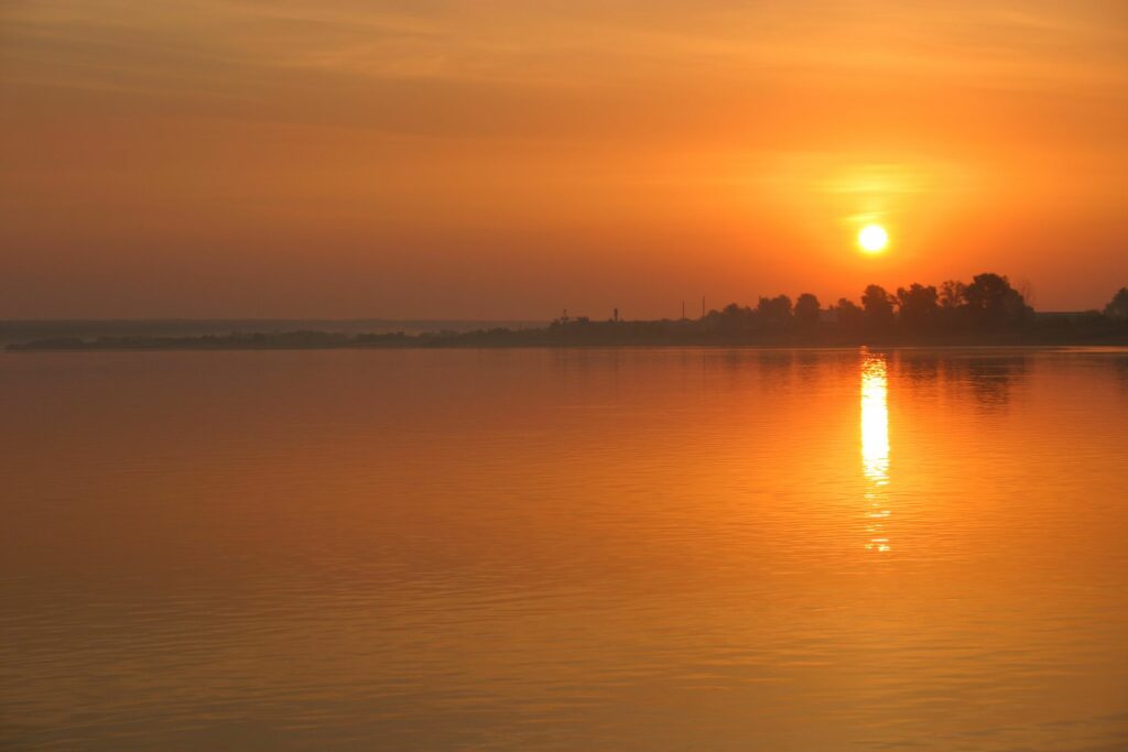 View into sunset over the Yenisei