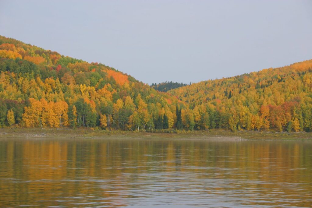 View over the Jenissei towards Taiga