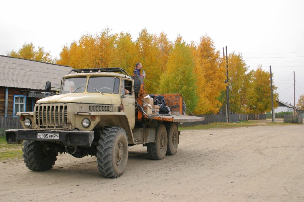 Truck in Zotino in autumn