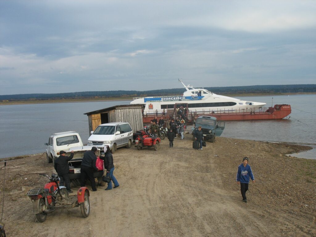 Boat landing place on the river Yenisei