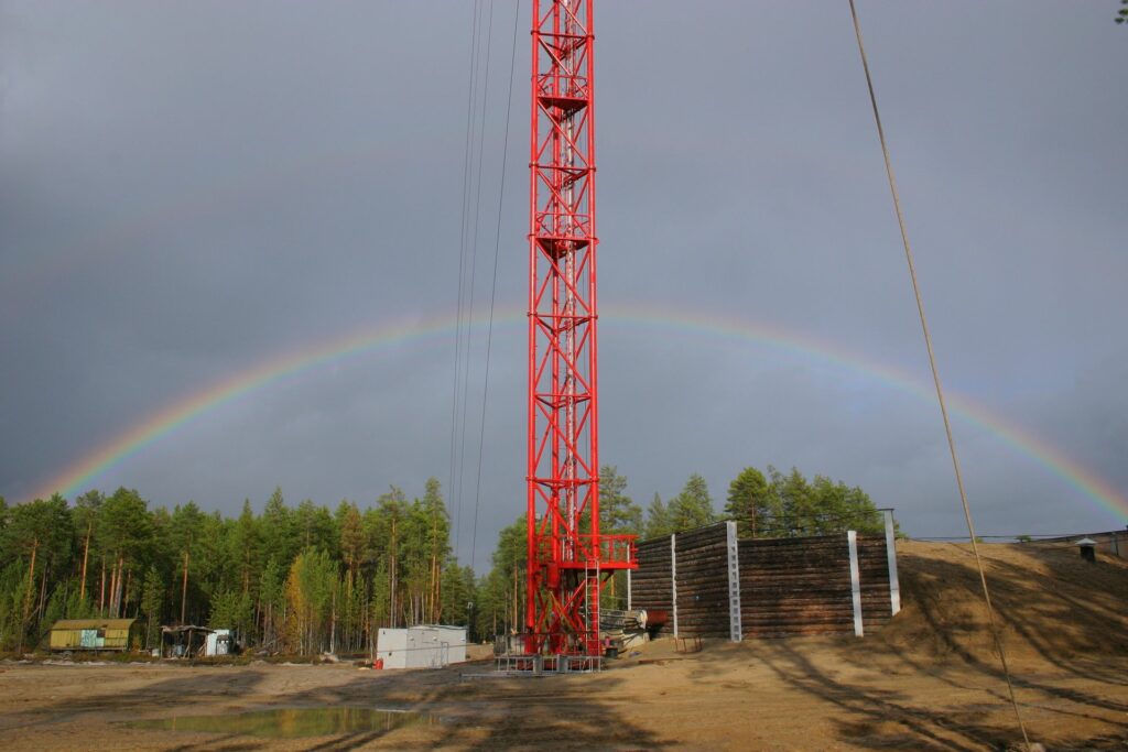 double rainbow behind Zotto Tall tower